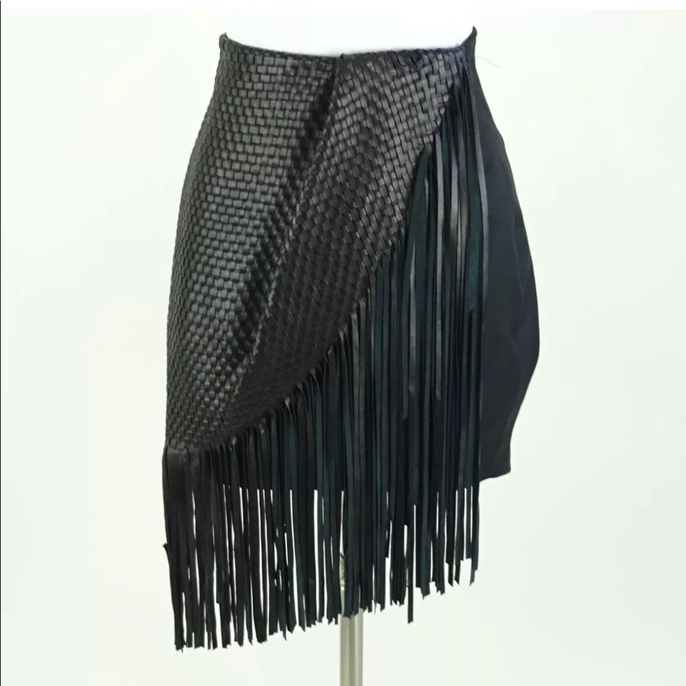 Magda Butrym leather fringe skirt in size 36